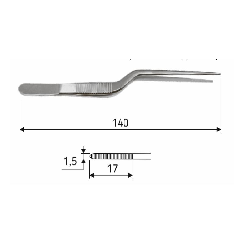 Пінцет вушний Lucae, 14 см, багнетоподібний, J-31-1090.